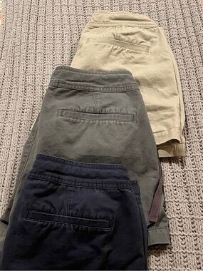 3 Pack Casual Chino Shorts in Navy, Gray, and Khaki